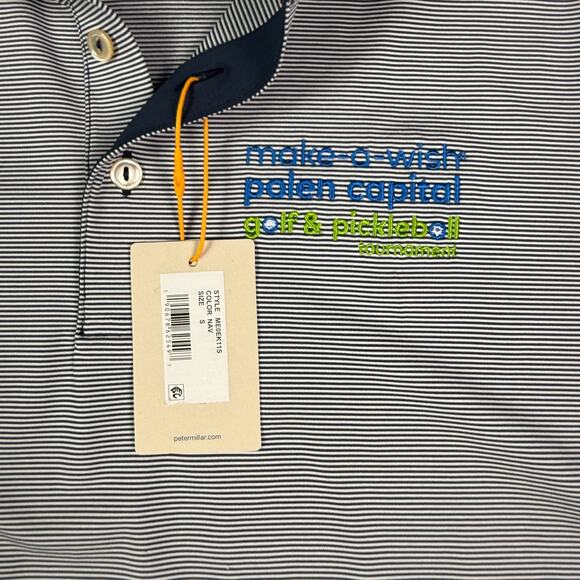 Peter Millar Summer Comfort Polo Shirt Mens S Navy Striped Golf Pickleball NEW - Picture 4 of 10